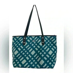 Coach Teal and White Tote Bag